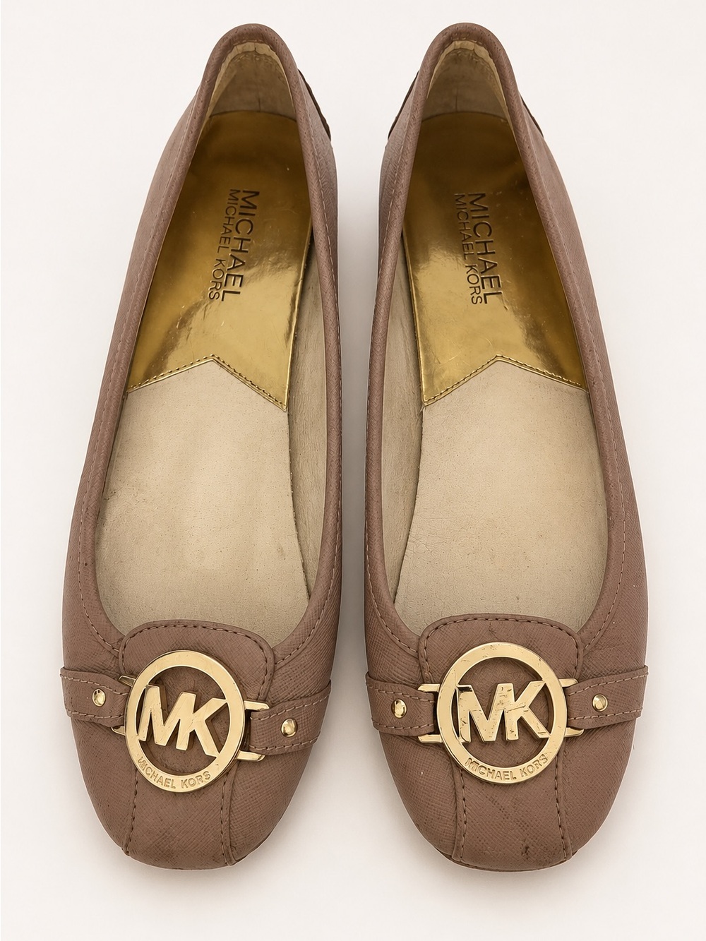 Michael Kors Brown Logo-Embellished Ballet Flats